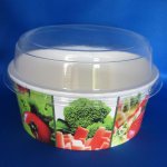 Контейнер для салатов бумажный 750мл с купольной прозрачной крышкой